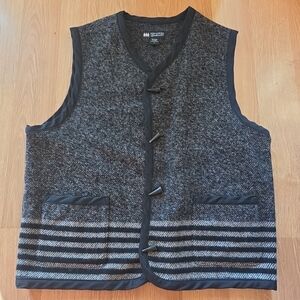 Banana Republic Men's Gray Black Wool Vest Size Large Pockets Vintage